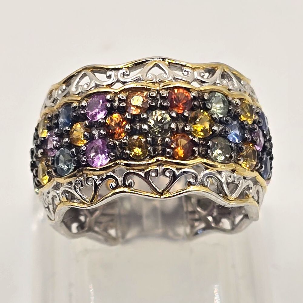 Michael Valitutti Gems En Vogue Multi-Gem Sapphire Eternity Rinh 925 Size 7
